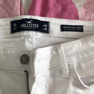 Hollister white ripped jeans hardly worn